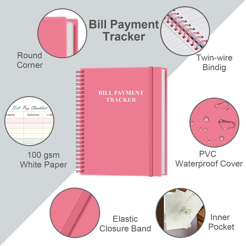 Yaridar Bill Tracker Notebook - Monthly Bill Organizer & Planner for Personal Budgeting Financial, Monthly Bill Payment Checklist, 8.5" x 11", Pink - Image 2