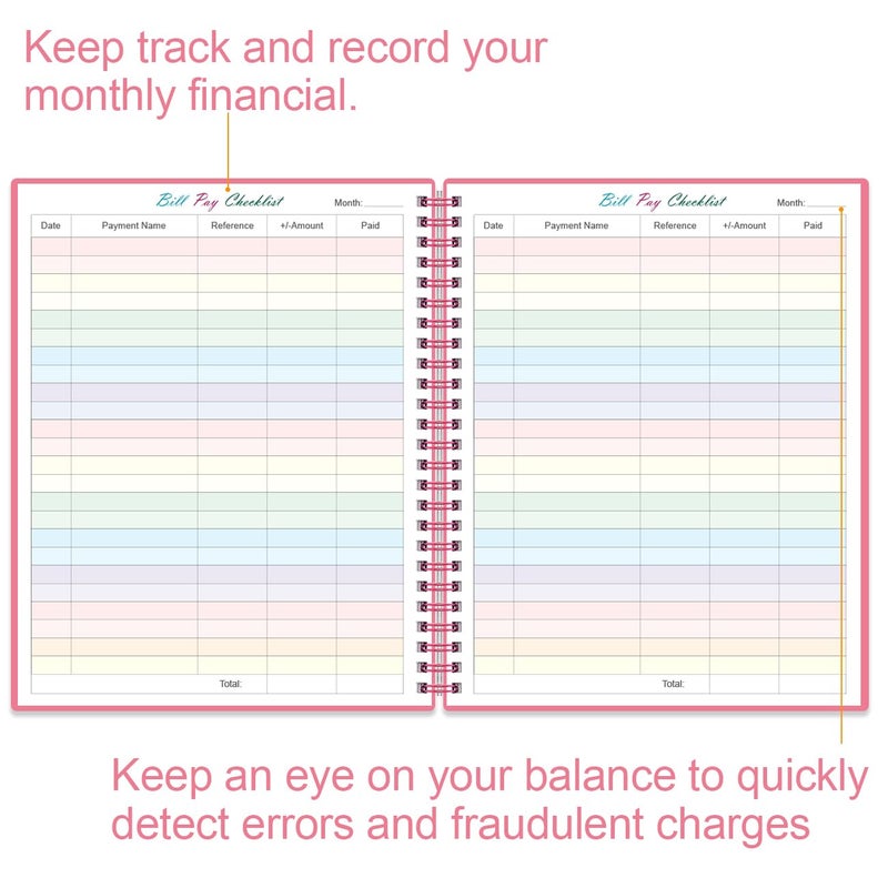 Yaridar Bill Tracker Notebook - Monthly Bill Organizer & Planner for Personal Budgeting Financial, Monthly Bill Payment Checklist, 8.5" x 11", Pink - Image 3