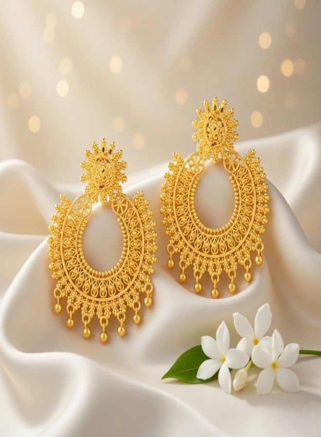 Efulgenz Indian Earrings Chandbali Earrings Indian Earrings for Women Wedding Ethnic Traditional Dangle Statement Earrings Set for Women - Image 2