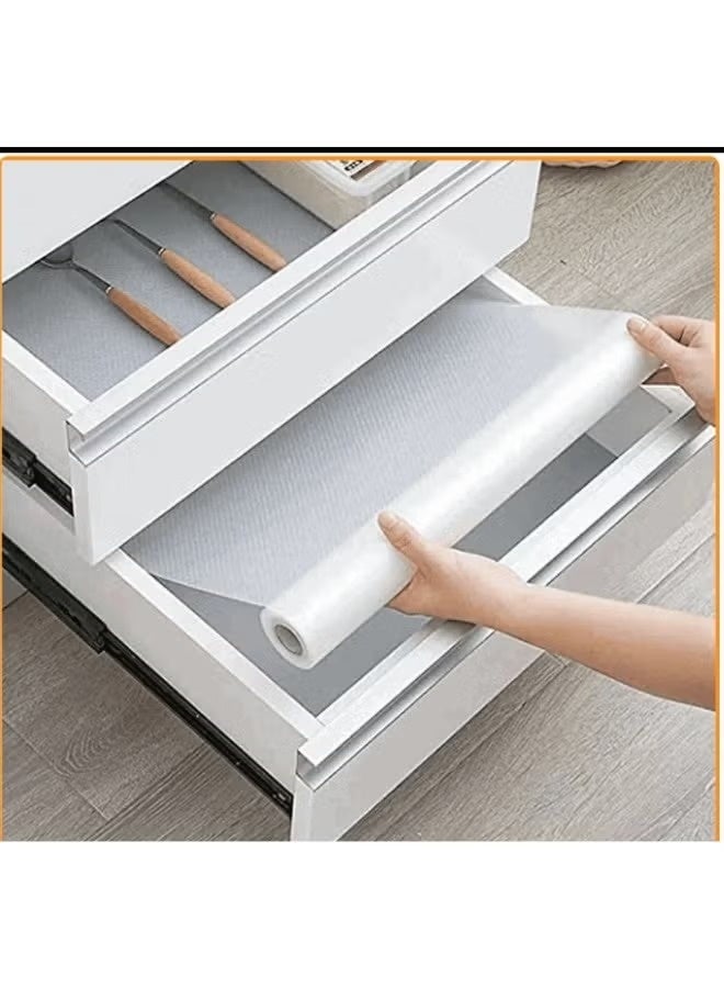 Washable silicone mat roll for kitchen shelves, drawers, cabinets, and desks, made of high-quality materials (10m x 45cm - transparent) - Image 1