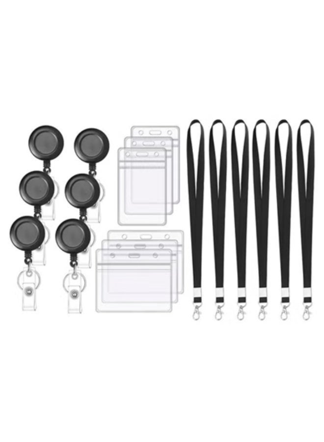 Gecomo 18 Pcs Id Card Badge Holder with Lanyard, Office Badge Holder with Retractable Lanyard, Retractable Keychain ID Badge Holder, Removable Lanyard Card Protector for Office Worker Nurse Teacher Student - Image 1