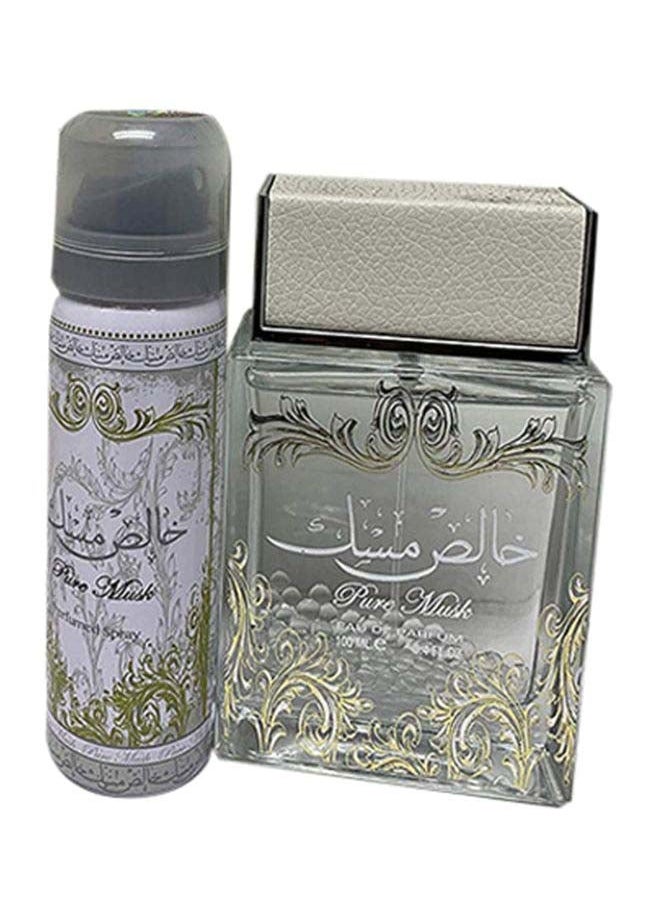 Lattafa Raghba Limited Edition EDP 100ml, Pure Musk Fresh Hair Mist 50ml, and Lattafa 2-Piece Pure Musk Gift Set (1 Khalish Musk EDP 100ml, 1 Deo Spray 75ml)  - Image 2