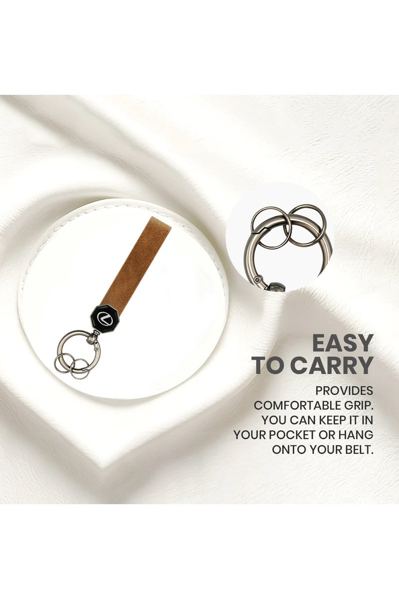 Agc AGC Leather Keychain for Lexus Cars, Soft PU Strap with Metal Ring Double Screw Fixing 360° Rotation Portable Spring Ring Durable Car Key Holder, 12.5x1.5cm  - Image 4