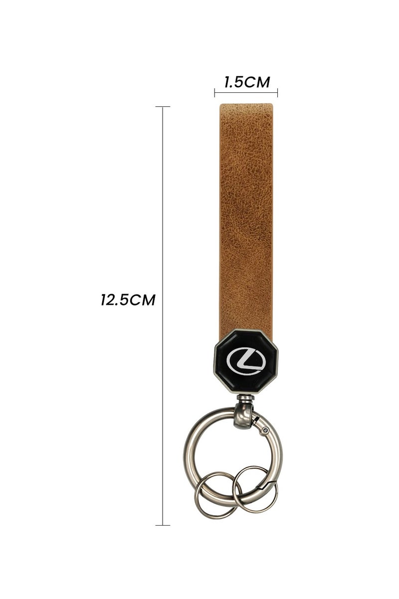 Agc AGC Leather Keychain for Lexus Cars, Soft PU Strap with Metal Ring Double Screw Fixing 360° Rotation Portable Spring Ring Durable Car Key Holder, 12.5x1.5cm  - Image 5