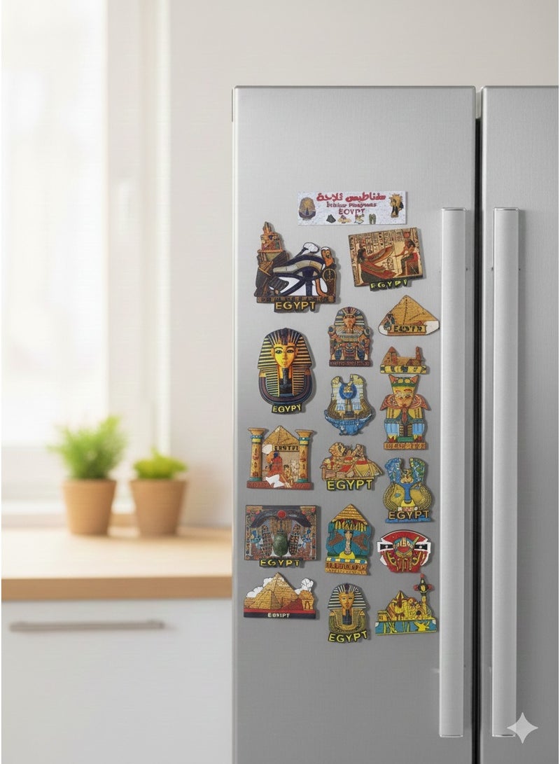 Pharaonic Fridge Magnet Set – Ancient Egyptian Civilization Symbols – Unique Kitchen Decor – Egyptian Souvenir (12 Pieces) Multi-Design & Multi-Color. - Image 5