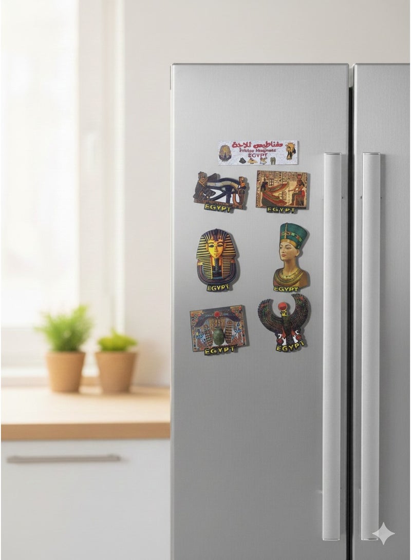 Pharaonic Fridge Magnet Set – Ancient Egyptian Civilization Symbols – Unique Kitchen Decor – Egyptian Souvenir (12 Pieces) Multi-Design & Multi-Color. - Image 1