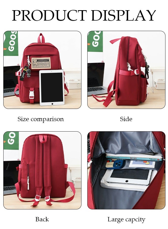 DUNISO 5PCS Kids School Backpack Set Canvas Laptop School Bag Sets for Kids with Tote Bag,Shoulder Bag,Pencil Box,Small Bag ,Large-capacity Bookbag for Girls Boys Back to School Supplies - Image 3