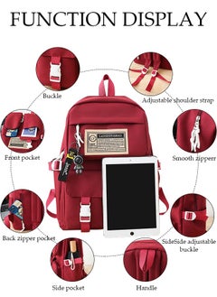 DUNISO 5PCS Kids School Backpack Set Canvas Laptop School Bag Sets for Kids with Tote Bag,Shoulder Bag,Pencil Box,Small Bag ,Large-capacity Bookbag for Girls Boys Back to School Supplies  - Image 5