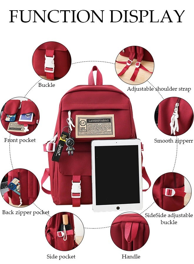 DUNISO 5PCS Kids School Backpack Set Canvas Laptop School Bag Sets for Kids with Tote Bag,Shoulder Bag,Pencil Box,Small Bag ,Large-capacity Bookbag for Girls Boys Back to School Supplies - Image 5