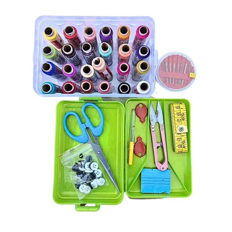 AANIJ AANIJ 102 pcs Portable Sewing kit Box Sewing Supplies Accessories with 24 Pcs Thread Spools Scissors Threader Tape Measure for DIY Adults Beginners Emergency Travel Home 