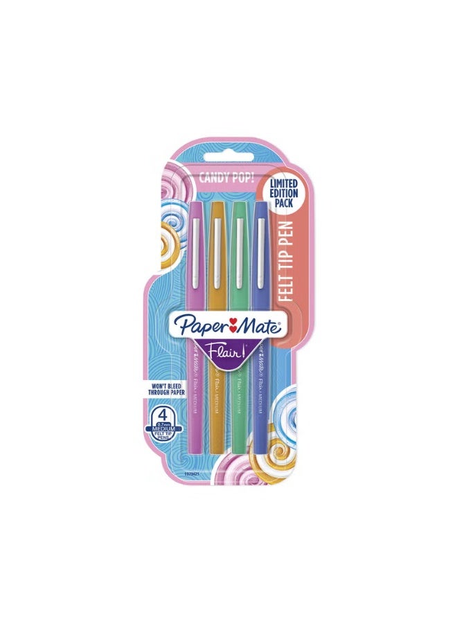 Paper Mate Flair Felt Tip Pens, Medium Point, Candy Pop Colors, 4 Ct | CVS