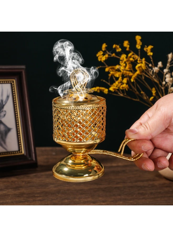 Nariele Gold Iron Carbon Fire Aromatherapy Stove Fragrance Insert Handheld Ornament - Image 1