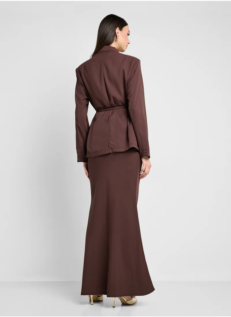Khizana Self Tie Blazer & Skirt Set