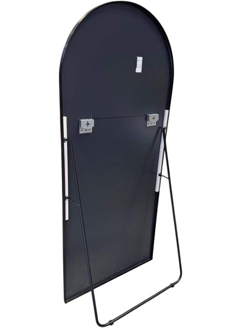 ديكور هيلز مرآة مقوسة كاملة الطول - مرآة عصرية وأنيقة كاملة الجسم لغرفة النوم، وغرفة المعيشة، وغرفة المكياج، والحمام - مثبتة على الحائط أو قائمة بذاتها - تصميم كبير ومتين - إطار أسود، 80×180 سم - Image 5