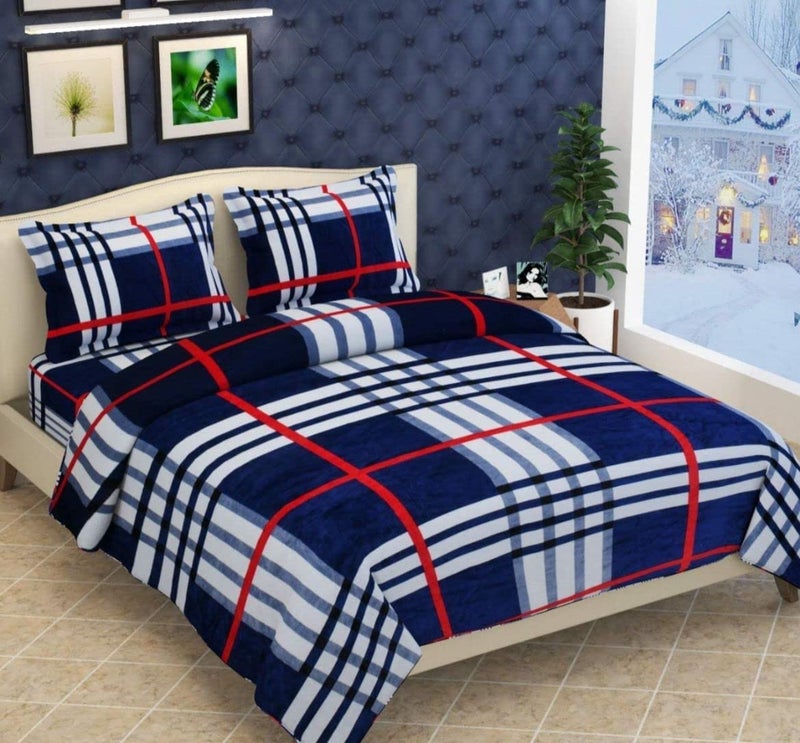 Bezzilish Home Bezzilish Home Super Soft Touch King Size Woolen Velvet Bed Sheet with 2 Pillow Cover Double Bed Size 250 250cm  - Image 3