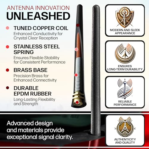 AntennaMastsRus Short Rubber Antenna for GMC Sierra 1500 (2006-2025) - German Engineered with Internal Copper Coil for Enhanced Signal Reception - Car Wash Proof & Easy Install - 6 3/4 Inch - Image 3