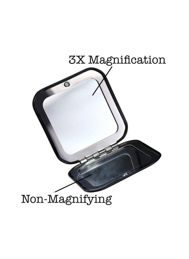 Iconikal Metal Compact Vanity Travel Purse Makeup Mirror 1X 3X Magnifying Black 2Pack For Pocket Clutch  - Image 5
