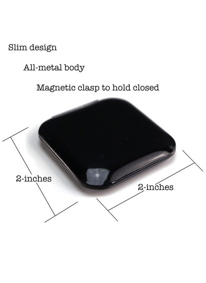 Iconikal Metal Compact Vanity Travel Purse Makeup Mirror 1X 3X Magnifying Black 2Pack For Pocket Clutch  - Image 4