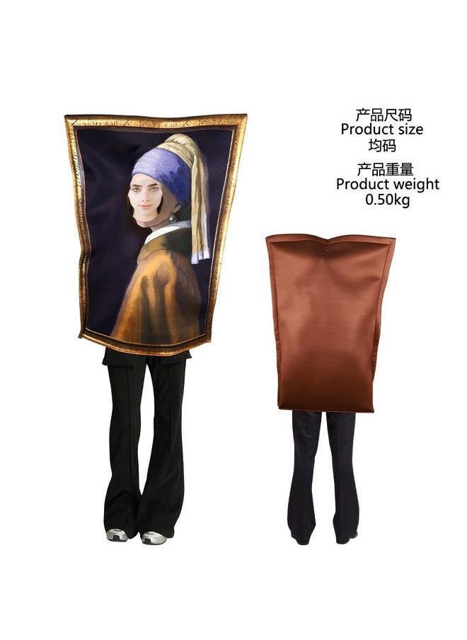 Bluejw - Halloween Funny Mona Lisa Cos Costume Mural Costume Activity Performance Jumpsuit Composite Sponge - Image 1
