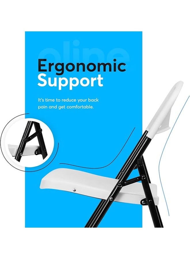 كرسي بلاستيك قابل للطي – أولين – للاستخدام الداخلي والخارجي، كرسي ضيوف قابل للتكديس للمكتب والمناسبات وحفلات الزفاف والنزهات والمطبخ – يتحمل حتى 350 باوند – لون أبيض – عبوة واحدة - Image 3