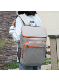 Large Capacity Insulated Backpack for Picnics Gray with orange