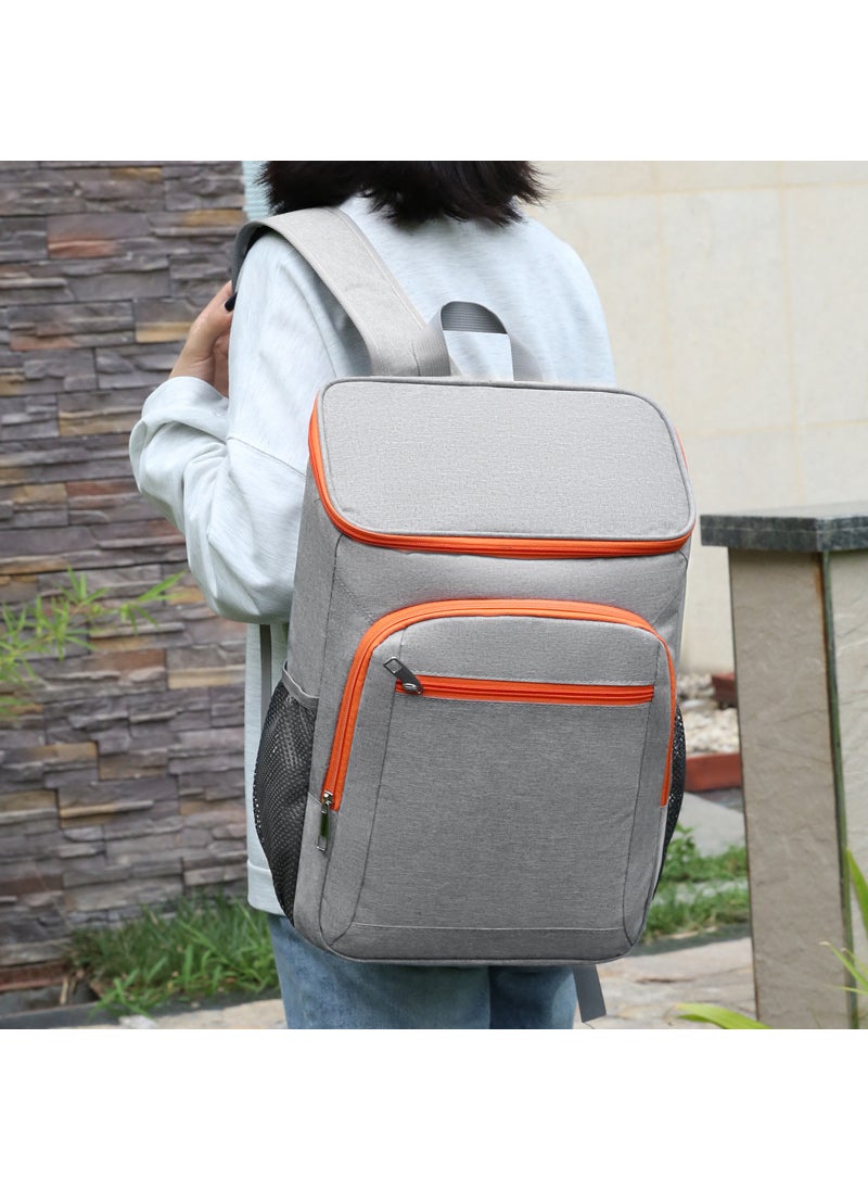 Generic - Large Capacity Insulated Backpack for Picnics Gray with orange - Image 1