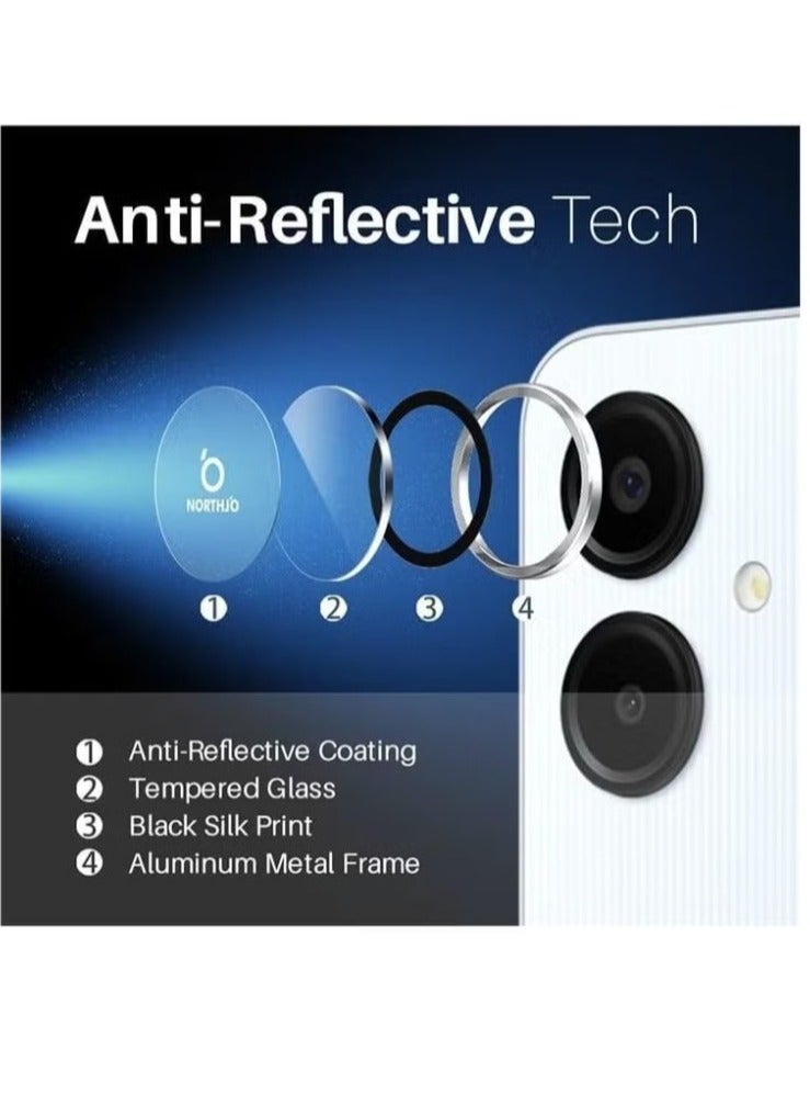 Compatible with Camera Lens Protector for Samsung Galaxy A06 Accessories, 9H Tempered Glass Screen Protector with Individual Metal Rings for Samsung A06, Case Friendly, Anti-Scratch (Silver)  - Image 3