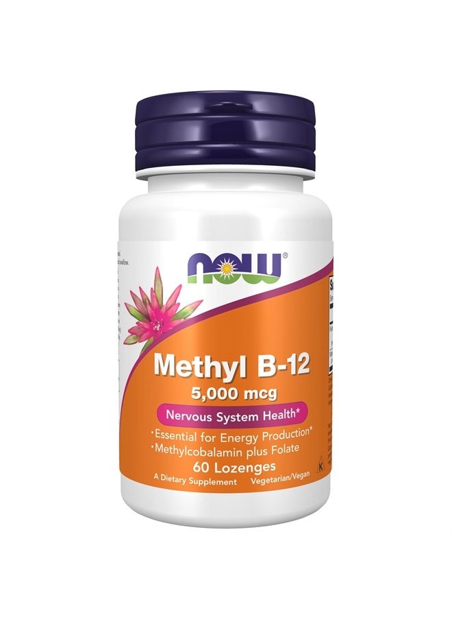 now Supplements, Methyl B-12 (Methylcobalamin) 5,000 mcg, Nervous System Health*, 60 Lozenges - Image 1