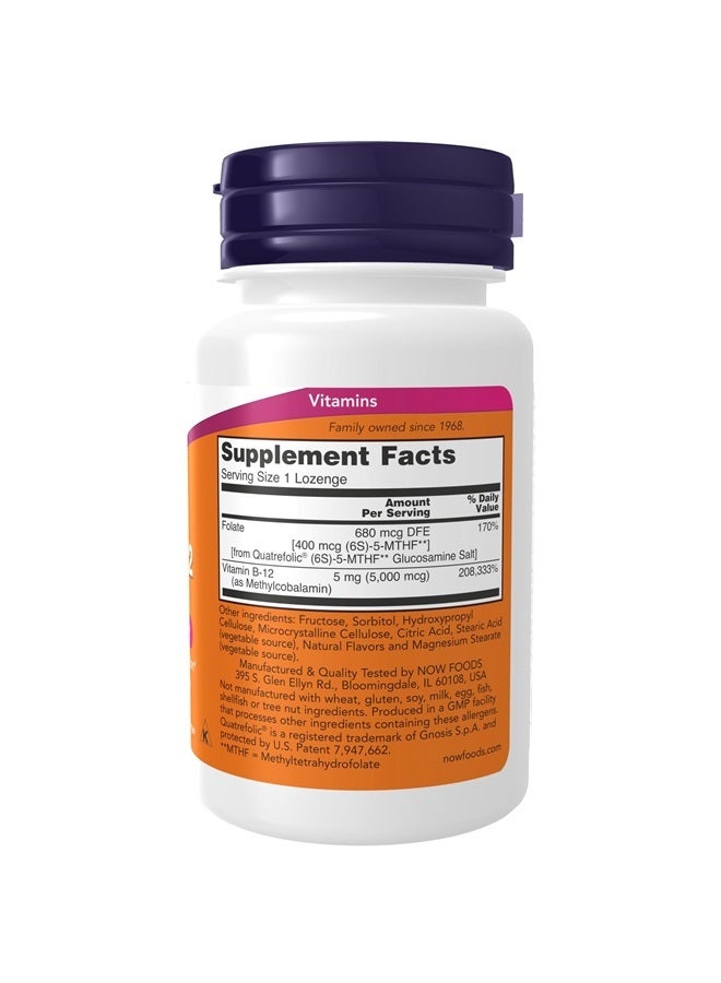 now Supplements, Methyl B-12 (Methylcobalamin) 5,000 mcg, Nervous System Health*, 60 Lozenges - Image 2