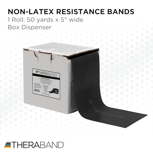 TheraBand شريط مقاومة THERABAND، أسود، ثقيل خاص، لفة بطول 50 ياردة، خالي من اللاتكس، شريط مرن للتمارين، العلاج الطبيعي، اليوغا، البيلاتس، التمدد، تمارين المنزل، قابل للقص حسب الطول، مستويات ملونة - Image 2