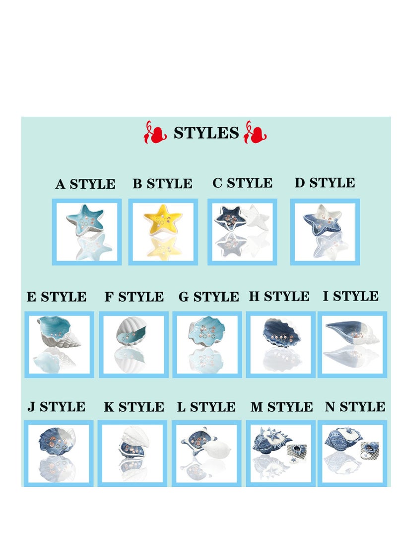 SYOSI طبق مجوهرات خزفي على شكل صدفة، حامل مجوهرات، طبق أقراط، صينية حلية، طبق مجوهرات، وعاء مفاتيح صغير، لطاولة المدخل، حامل تخزين الحلوى، ديكور منزلي، حفلات أعياد الميلاد - Image 2