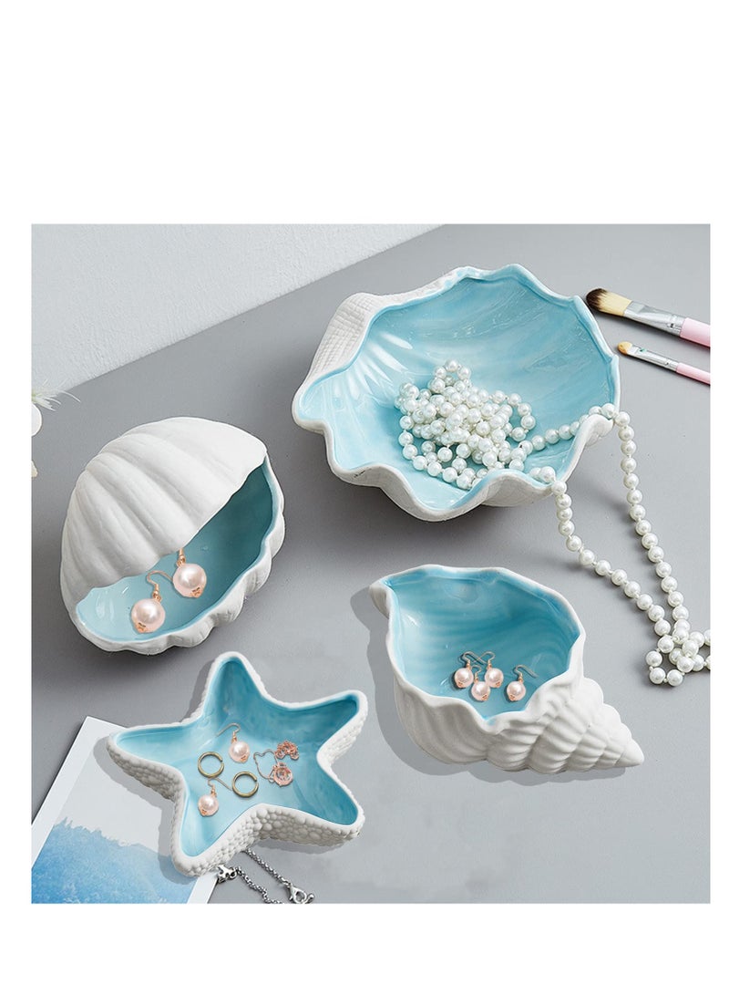 SYOSI طبق مجوهرات خزفي على شكل صدفة، حامل مجوهرات، طبق أقراط، صينية حلية، طبق مجوهرات، وعاء مفاتيح صغير، لطاولة المدخل، حامل تخزين الحلوى، ديكور منزلي، حفلات أعياد الميلاد - Image 5