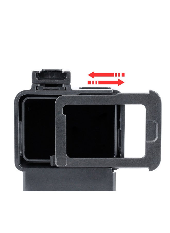 Vlog Case Action Camera Housing Shell Vlogging Cage Frame with Cold Shoe Mount for GoPro Hero 7 6 5 Black for External Microphone & Pro 3.5mm Mic Adapter