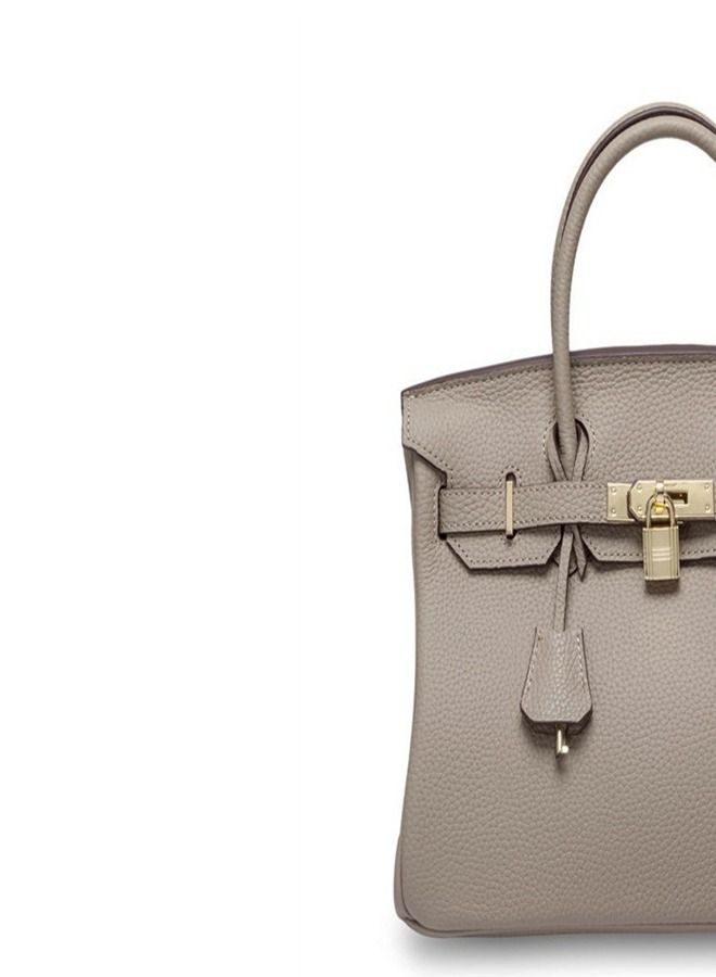 Loquat Gold Buckle Leather Handbag Elephant Grey  - Image 3
