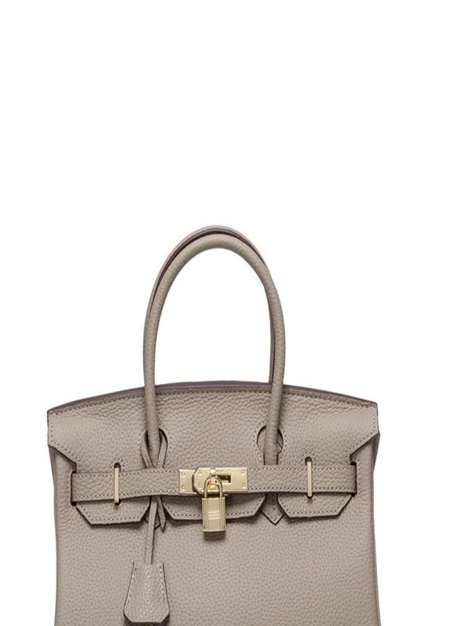 Loquat Gold Buckle Leather Handbag Elephant Grey  - Image 2