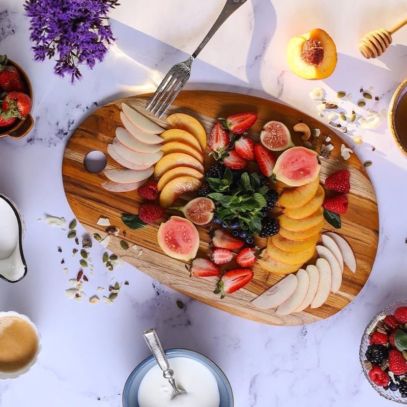 Teakhaus لوح تقطيع بيضاوي أنيق من خشب الساج 35 سم - Image 2