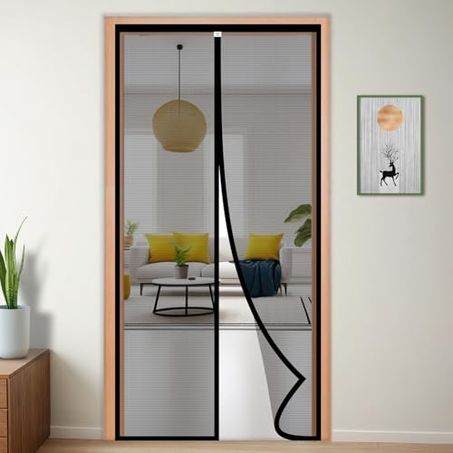 TurtleGrip Polyester Door Mosquito Net with Full Frame Hook&Loop for Main Doors, Bedroom, Kitchen & Balcony Doors (195x105 cm, Black) | Measure Before Order - Image 1