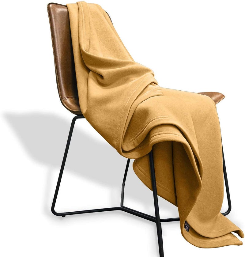 STARNSTYLE Glacial Polar Fleece Blanket, Single (90 x90 inch Gold) - Image 2