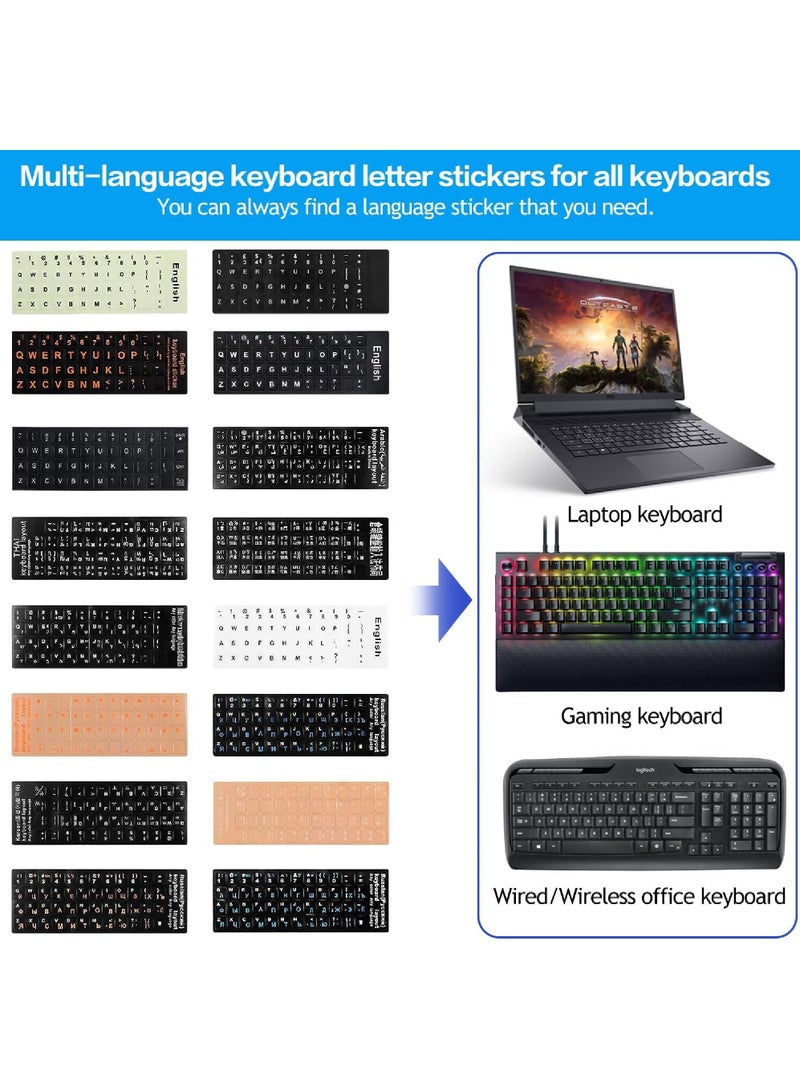 روك بو 2PCS لوحة المفاتيح العربية ملصقات لوحة المفاتيح العربية الإنجليزية الحروف الأبجدية استبدال ملصقات الكمبيوتر المحمول الكمبيوتر المحمول سطح المكتب ماتي ملصقات لوحة المفاتيح العربية - Image 3