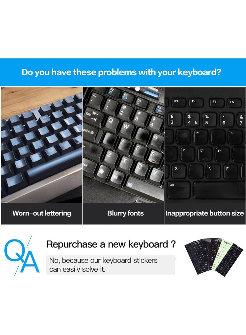 روك بو 2PCS لوحة المفاتيح العربية ملصقات لوحة المفاتيح العربية الإنجليزية الحروف الأبجدية استبدال ملصقات الكمبيوتر المحمول الكمبيوتر المحمول سطح المكتب ماتي ملصقات لوحة المفاتيح العربية - Image 2