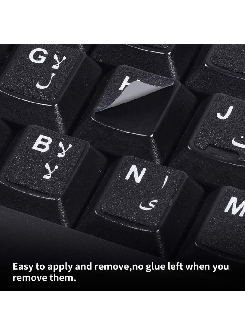 روك بو 2PCS لوحة المفاتيح العربية ملصقات لوحة المفاتيح العربية الإنجليزية الحروف الأبجدية استبدال ملصقات الكمبيوتر المحمول الكمبيوتر المحمول سطح المكتب ماتي ملصقات لوحة المفاتيح العربية - Image 4