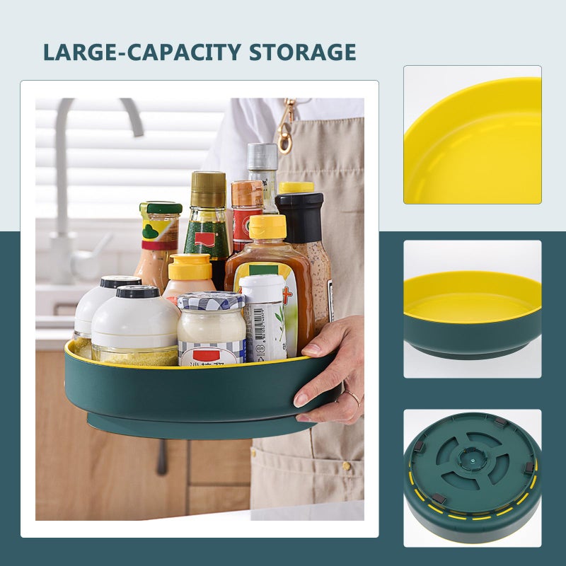 Rotatable Seasoning Jars Rack Green Multi Function Kitchen Condiment Storage Stand Spice Organizer - Image 5