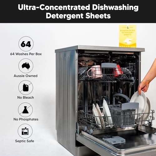 Lucent Globe Dishwasher Dishwashing Detergent Sheets, Dish Soap & Dishwashing Tablets Alternative. Plant-Based, Eco-Friendly, Lemon Scent & Plastic Free Packaging (64 Sheets) - Image 4