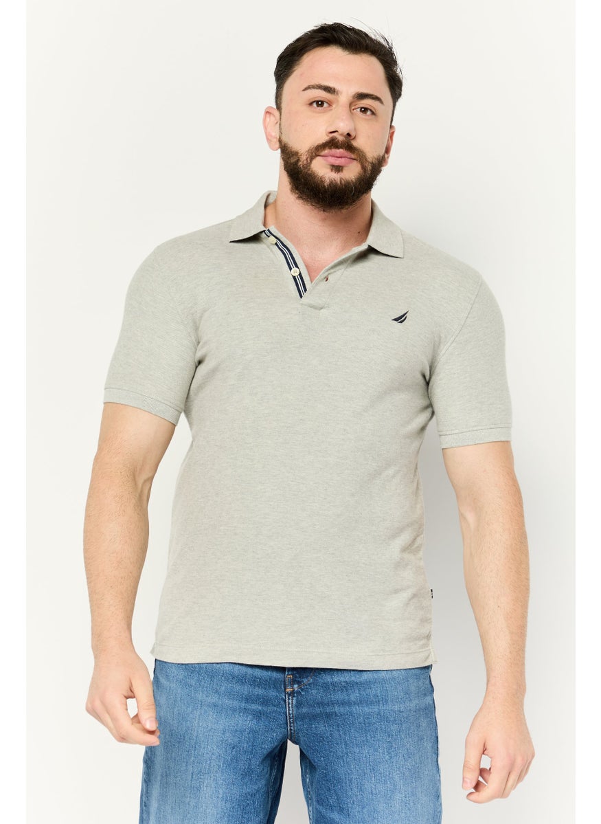 NAUTICA Men Slim Fit Short Sleeves Embroidered Logo Polo Shirts, Grey  - Image 1