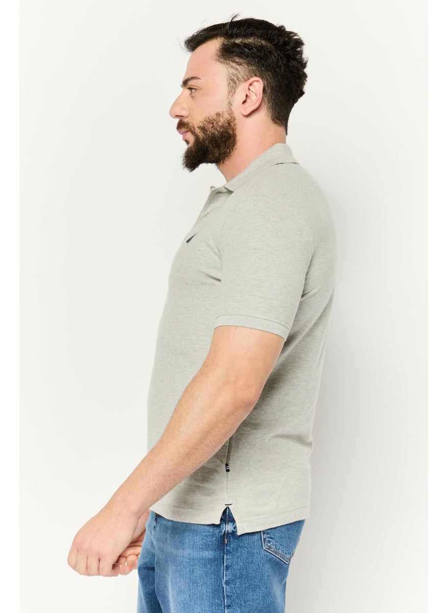 NAUTICA Men Slim Fit Short Sleeves Embroidered Logo Polo Shirts, Grey  - Image 2