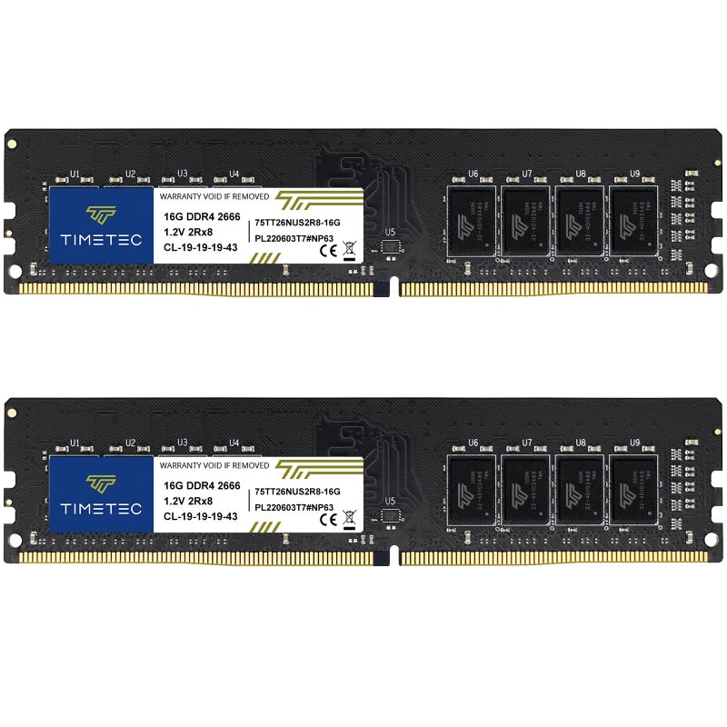 Timetec 32GB KIT(2x16GB) DDR4 2666MHz PC4-21300 Non-ECC Unbuffered 1.2V CL19 2Rx8 Dual Rank 288 Pin UDIMM Desktop Memory RAM Module Upgrade (32GB KIT(2x16GB)) - Image 3