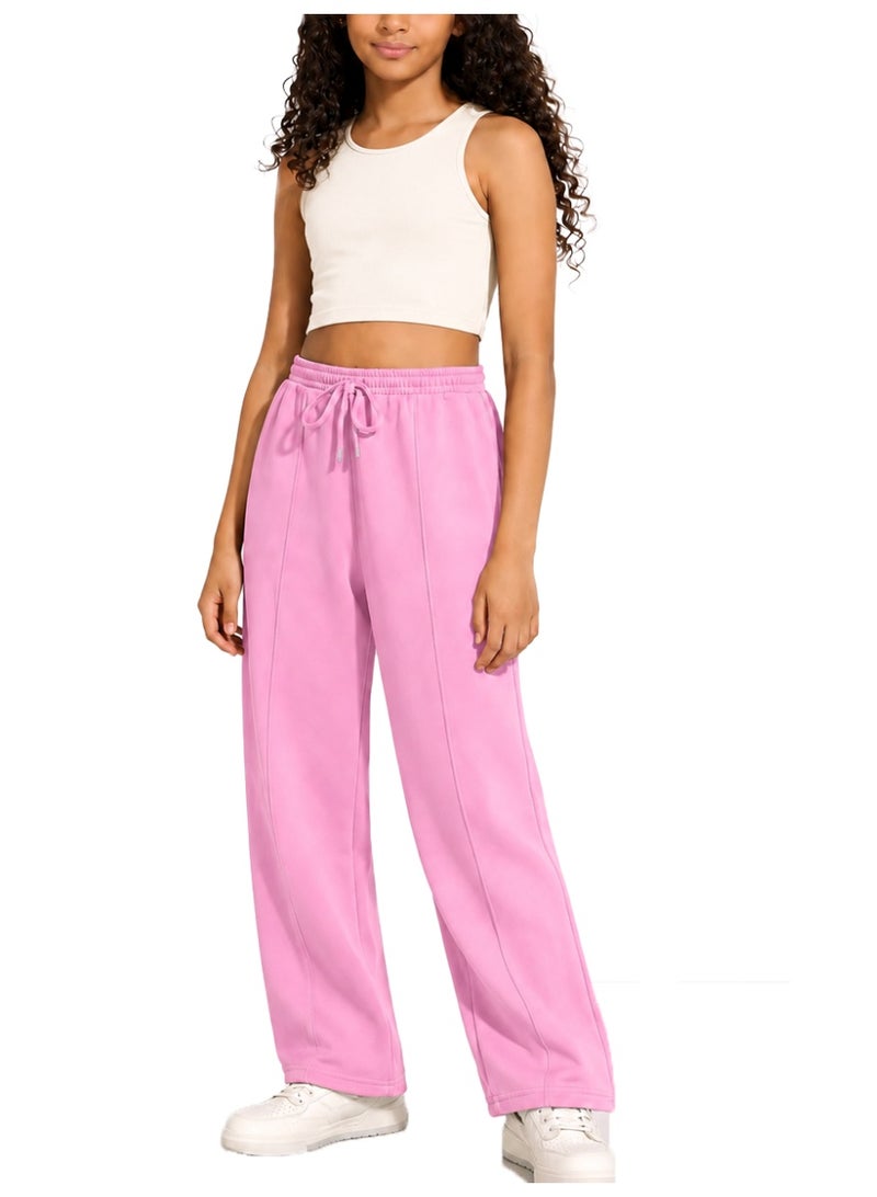 Nileton Sweatpants Wide Leg With Line For Kids & Teens – High Waist - Side Pockets Drawstring Pants for Girls - casual loose sports Pants - Daily wear Sportswear - Image 3