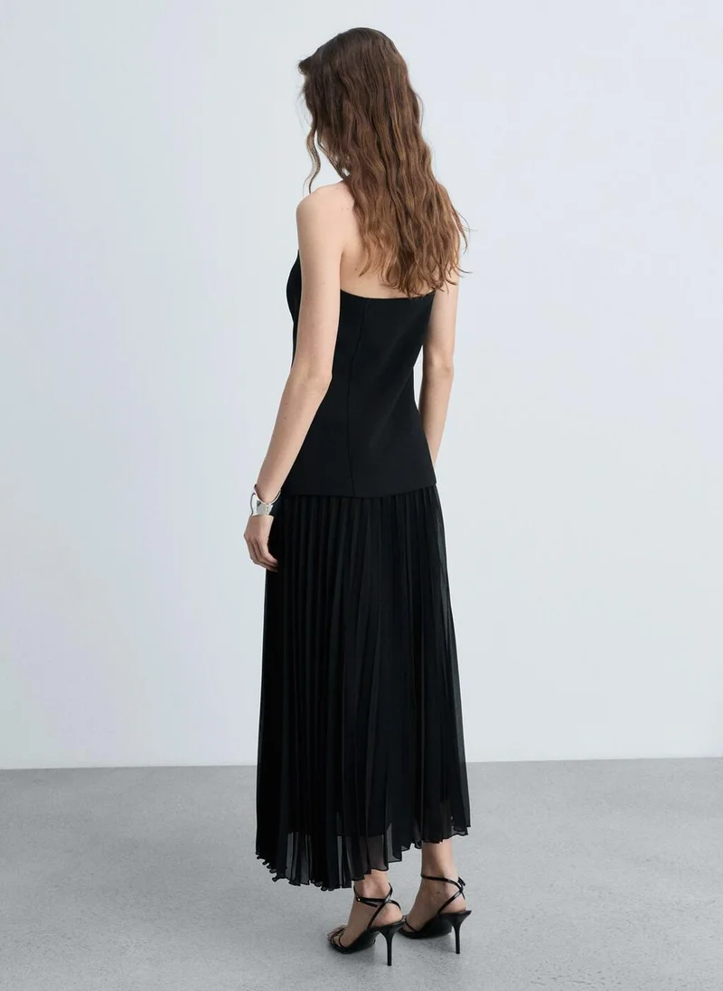 MANGO Combined Strapless Dress