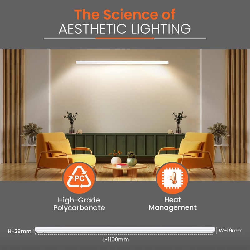 Orient Electric شريط LED جريس برو 20 واط | 2000 لومن إضاءة ساطعة | ضوء أنبوب LED للمنزل | تصميم أنيق وعصري | هيكل بولي كربونات غير قابل للكسر | عبوة من 4 - Image 5