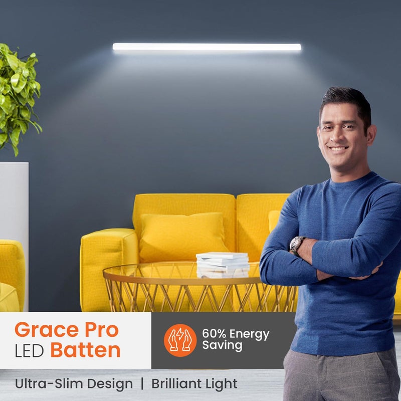 Orient Electric شريط LED جريس برو 20 واط | 2000 لومن إضاءة ساطعة | ضوء أنبوب LED للمنزل | تصميم أنيق وعصري | هيكل بولي كربونات غير قابل للكسر | عبوة من 4 - Image 2